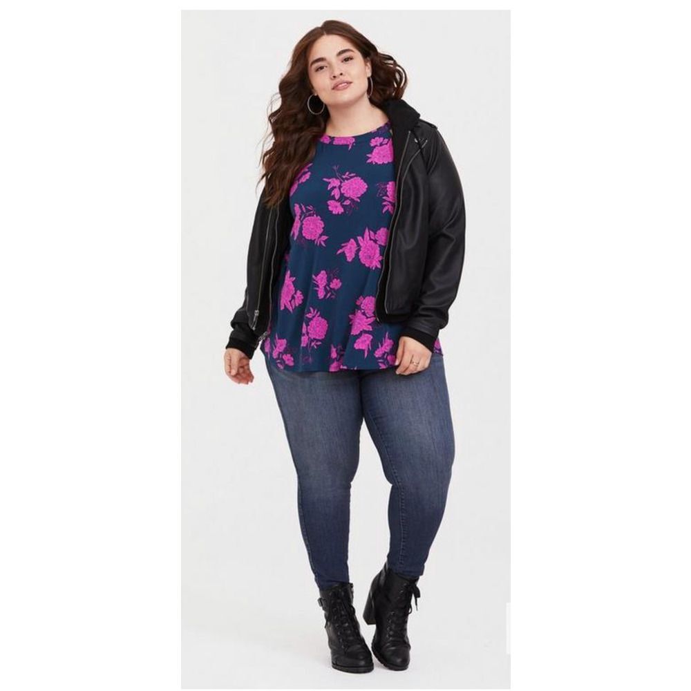 TORRID STUDIO KNIT HIGH NECK STAMPING ROSE FLOWY CASUAL CLASSIC TANK SIZE 1X